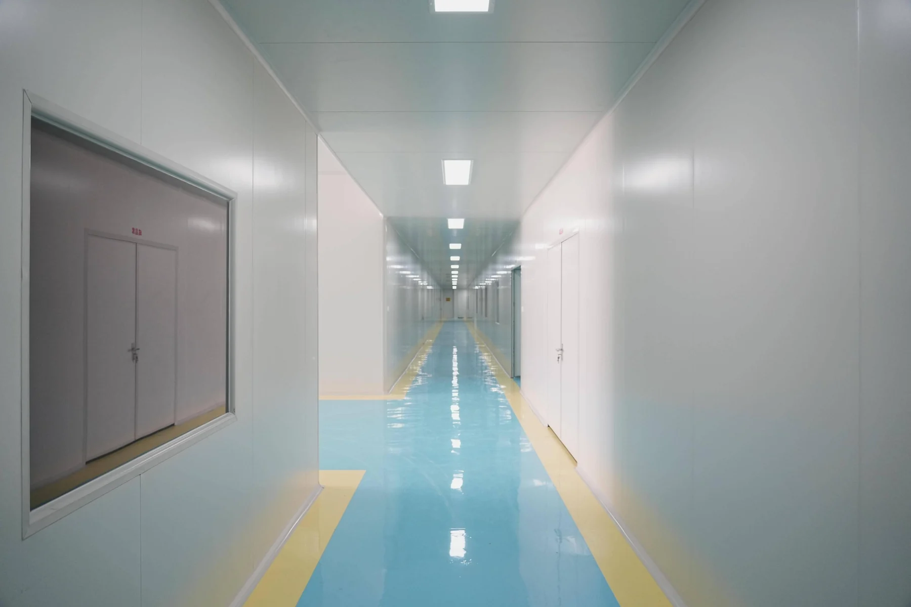 Clean production workshop corridor used for pet supplement manufacturing